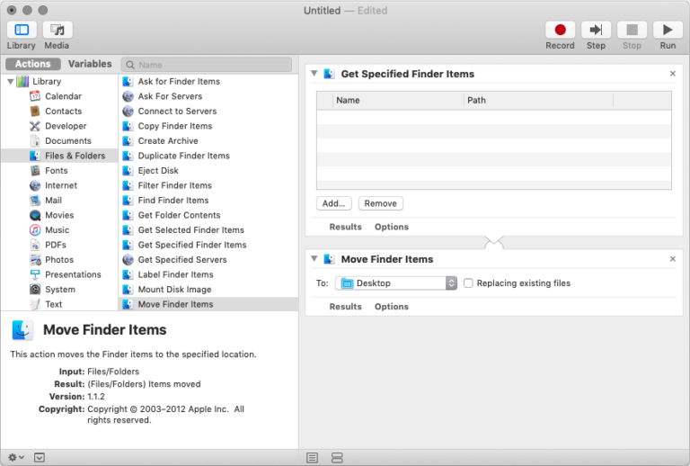 automator mac move files to new dated folder